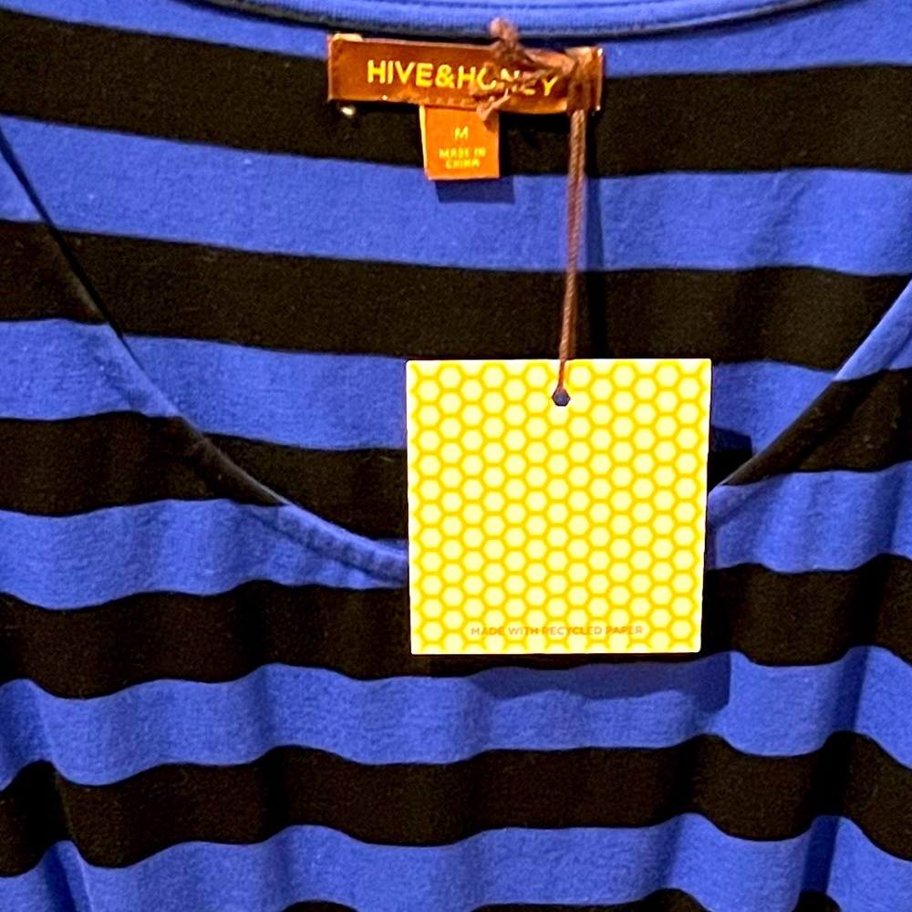 NWT Hive & Honey Striped Midi Dress | Blue/Black | Size M